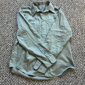 Claiborne Crazy Horse Sateen Men's Dress Shirt 16.5 Office Green Preppy